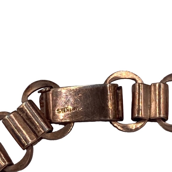 Vintage 1940's Retro Modern Sterling Rose Gold Vermeil Choker Necklace - Picture 9 of 9